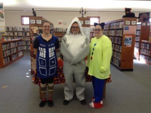 Library staff members dressed for Halloween 2017