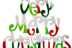 The words "A Very Merry Christmas" shaped into a Christmas tree