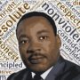image of Dr. Martin Luther King Jr. surrounded by descriptive words regarding character and leadership