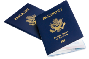 Two passport booklets